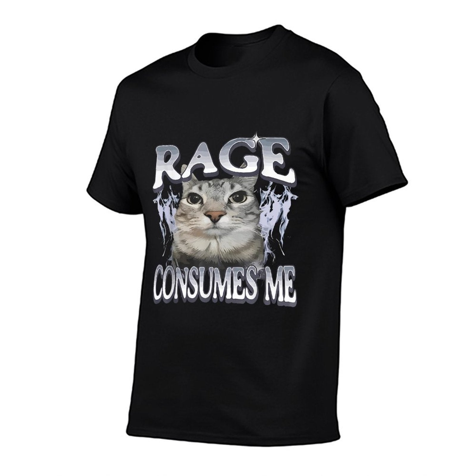 Rage Consumes Me Funny Silly Staring Cat Meme Women Men  Durable T-Shirt