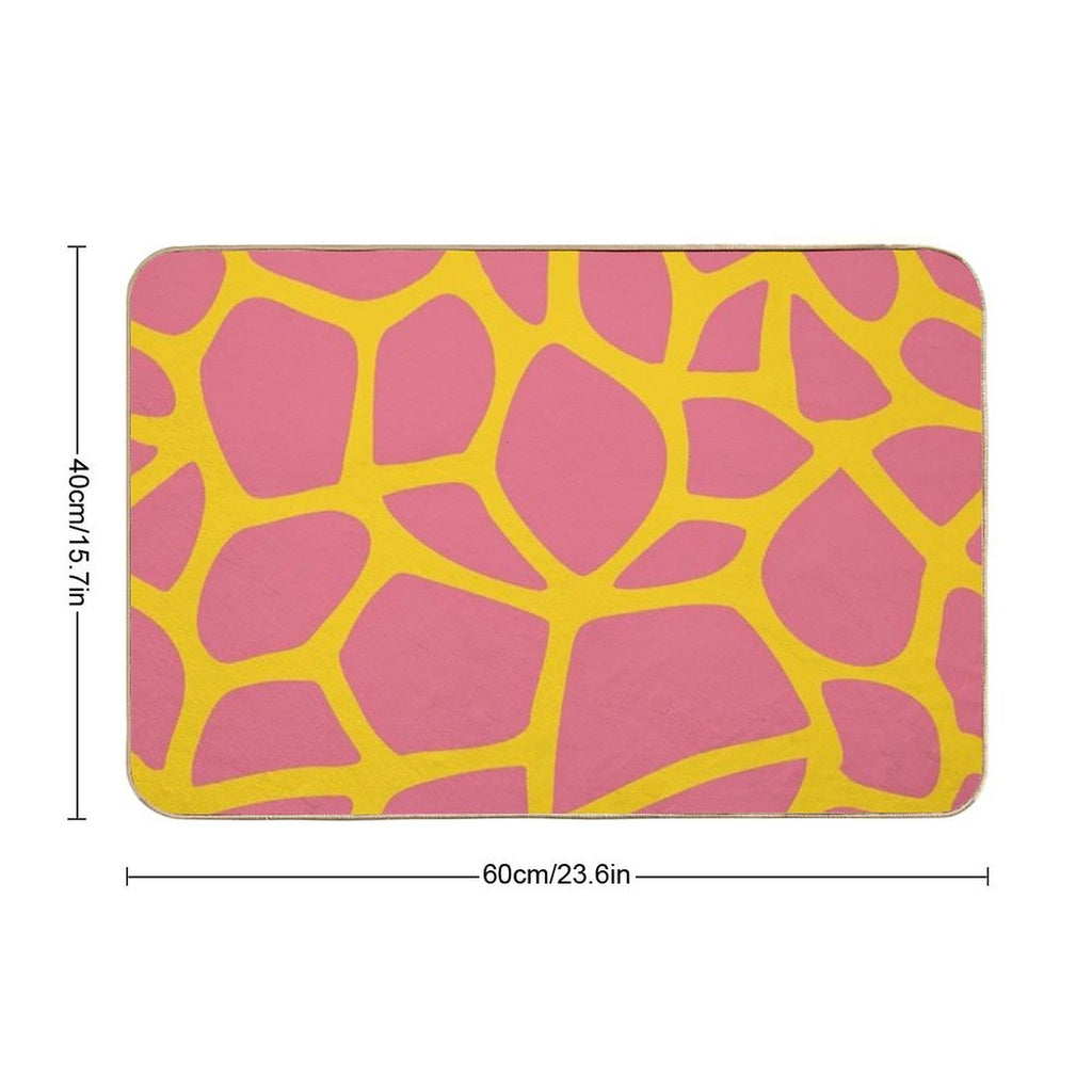 Giraffe Print - Lemon Yellow & Watermelon Pink  Odorless Bath Mat