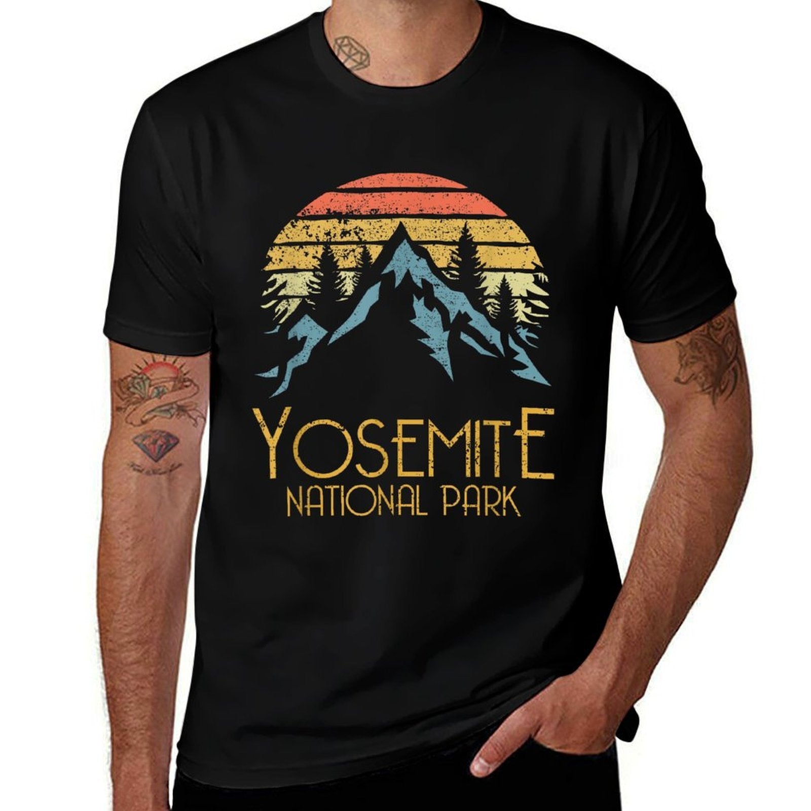 Vintage Yosemite National Park California  Fade-proof Color T-Shirt