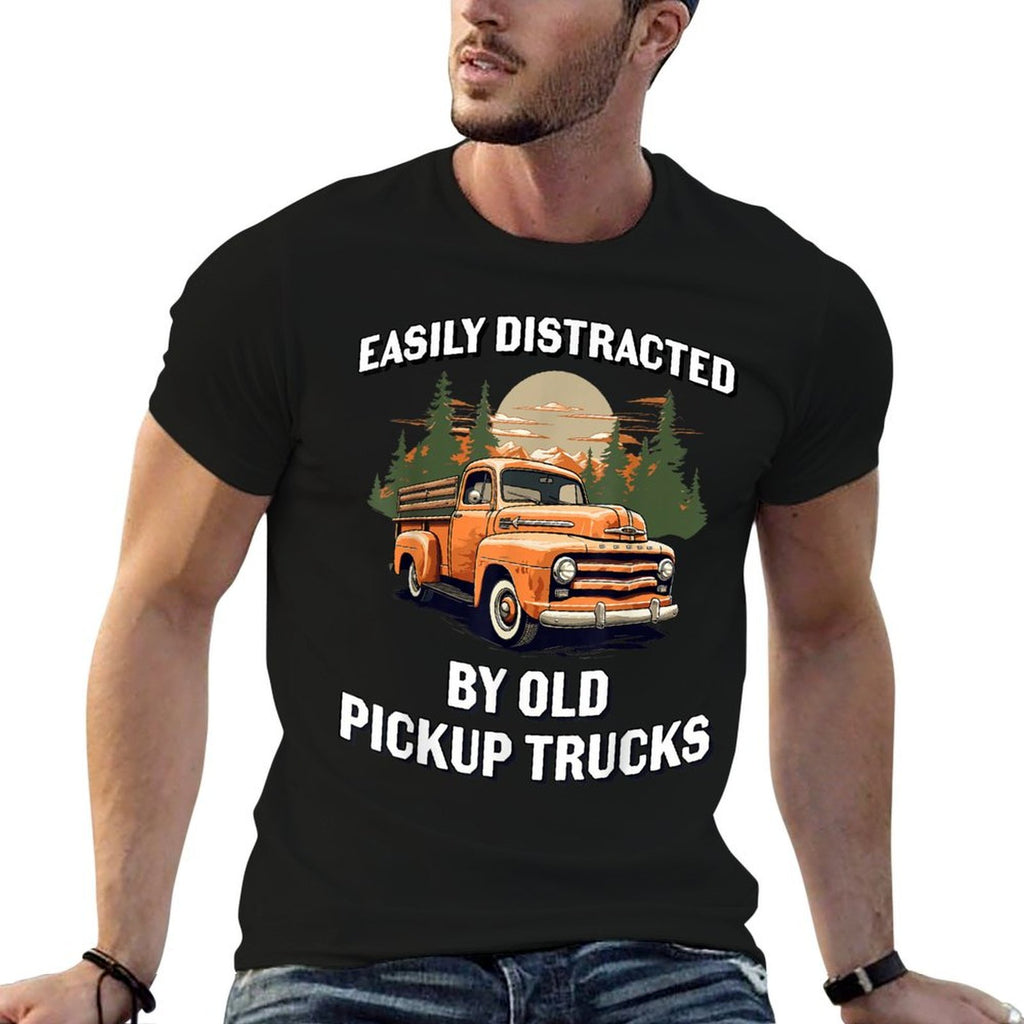 Funny Easily Distracted By Old Pickup Trucks Classic Car  Graphic-printed T-Shirt