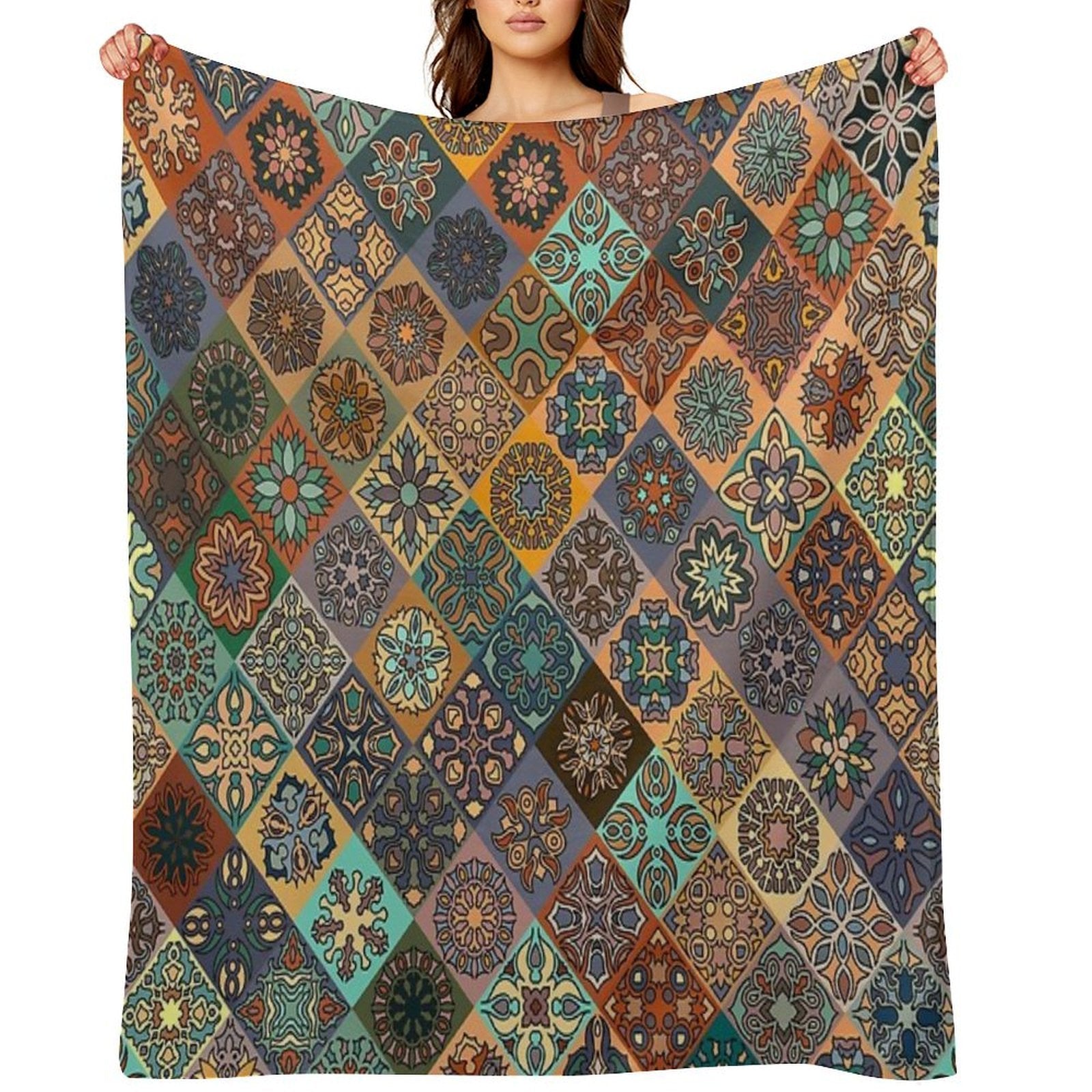 Floral Pattern Flower Boho Mandala Premium Throw Blanket