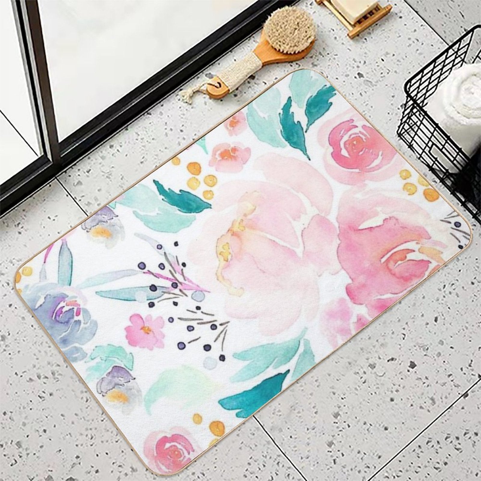 Colorful Print  Repositionable Bath Mat