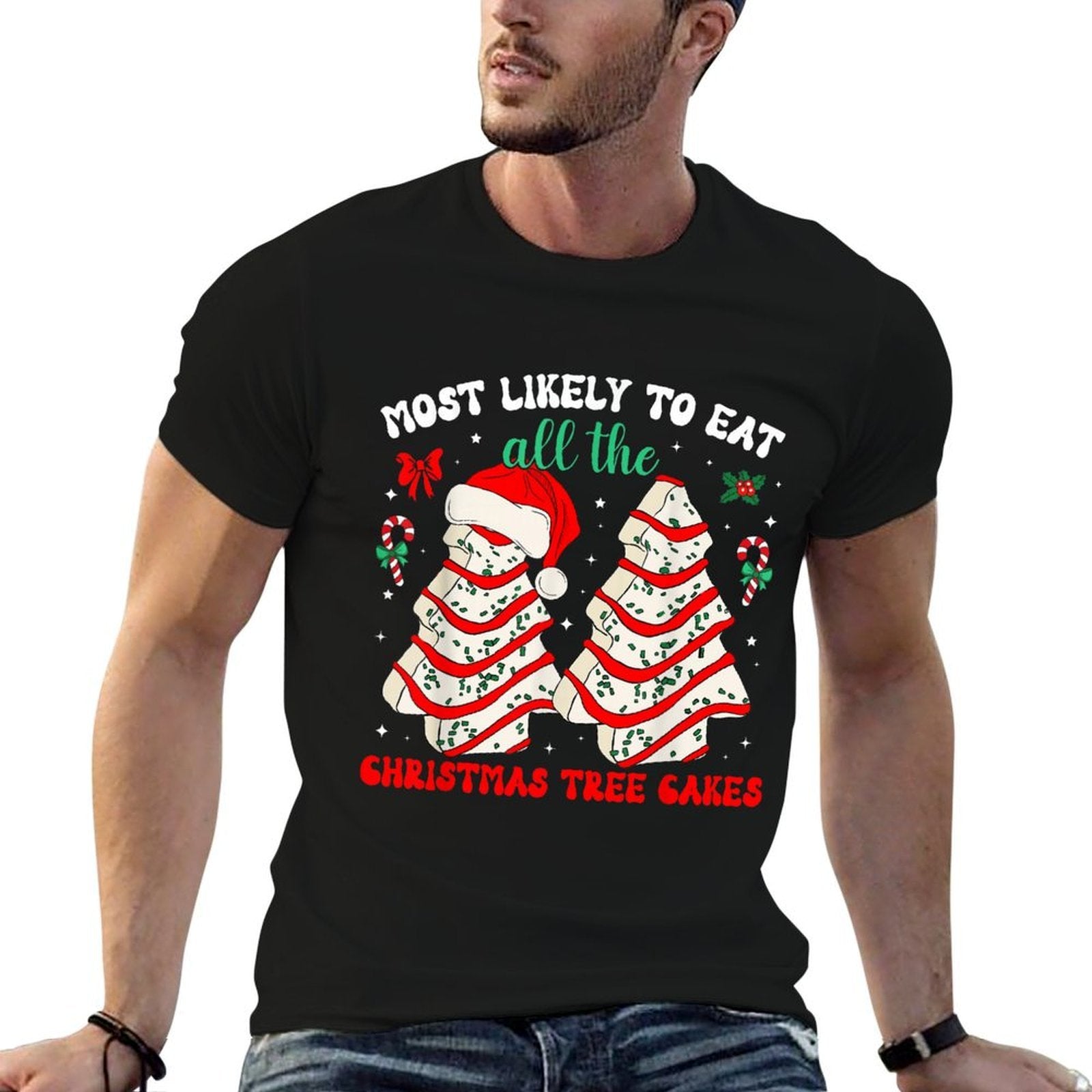 Most Likely to Eat All The Christmas Tree Cakes Debbie  Trendy Pattern T-Shirt