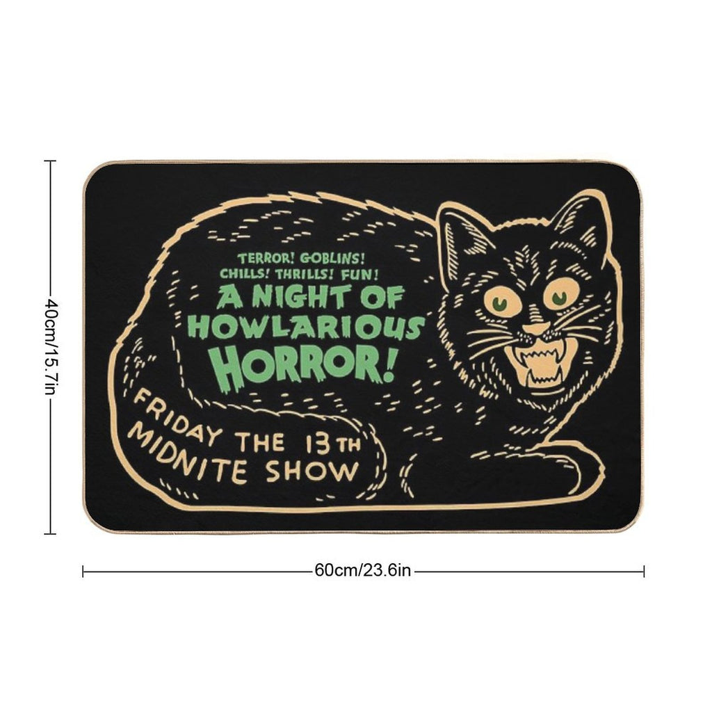 Vintage Halloween Black Cat  Pet-Safe Bath Mat