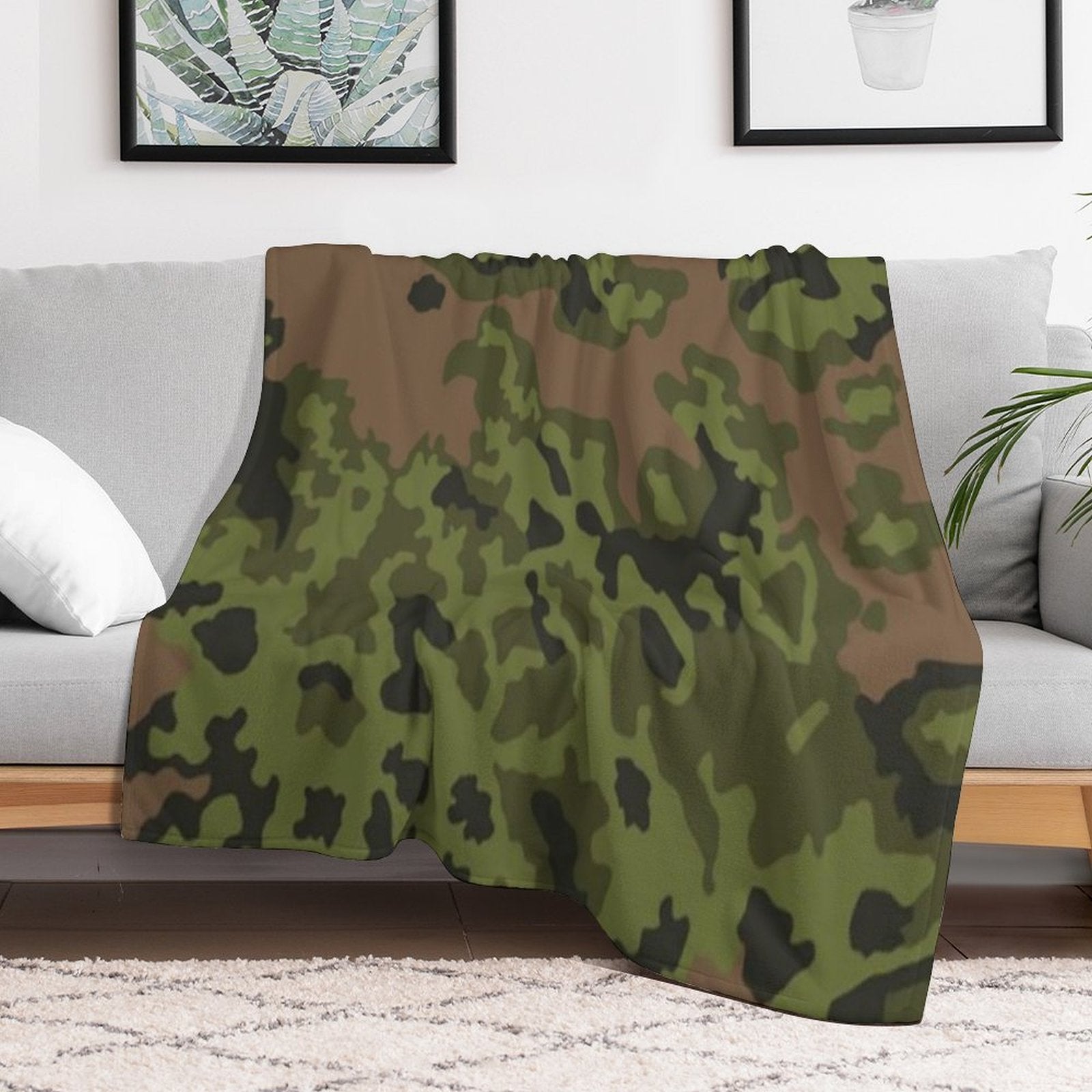 German Eichenlaub Summer Camo Ww2 Easy Care Throw Blanket