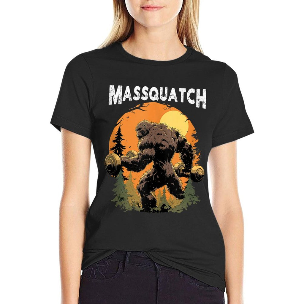 Bigfoot Massquatch Funny Sasquatch Workout Gym Weightlifter  High-quality Stitching T-Shirt