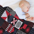 Geometric Aesthetic Black White Blue Red Shrink-resistant Throw Blanket