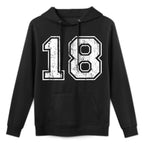 Number 18 Eighteen Distressed Vintage Sports Team Practice All-Day Comfort Hoodie
