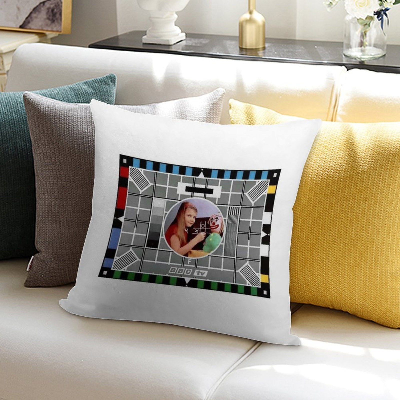 Classic 'BBC Test Card' Soft Ultra-Soft Texture Throw Pillow