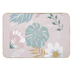 Green And Beige Monstera And Flowers Art  Odorless Bath Mat