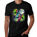 Three Indian Ringneck Parrots Howling at Moon Funny Meme  Oversized Silhouette T-Shirt