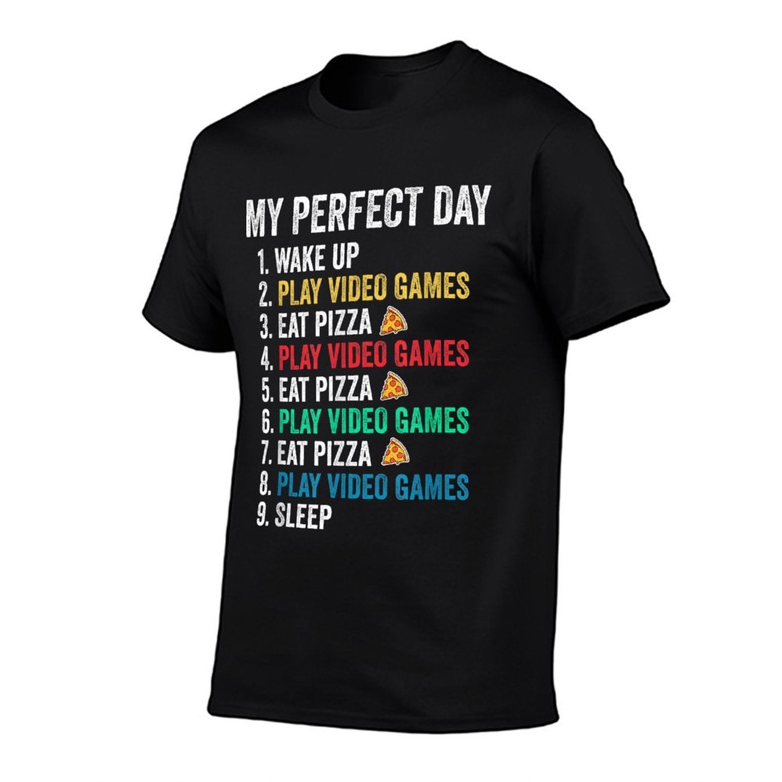 My Perfect Day Play Video Games  Eat Pizza Funny  Trendy Pattern T-Shirt