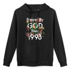 Blessed By God Since 1993 For 30 Years Rose 30th Birthday Kangaroo Pocket Hoodie