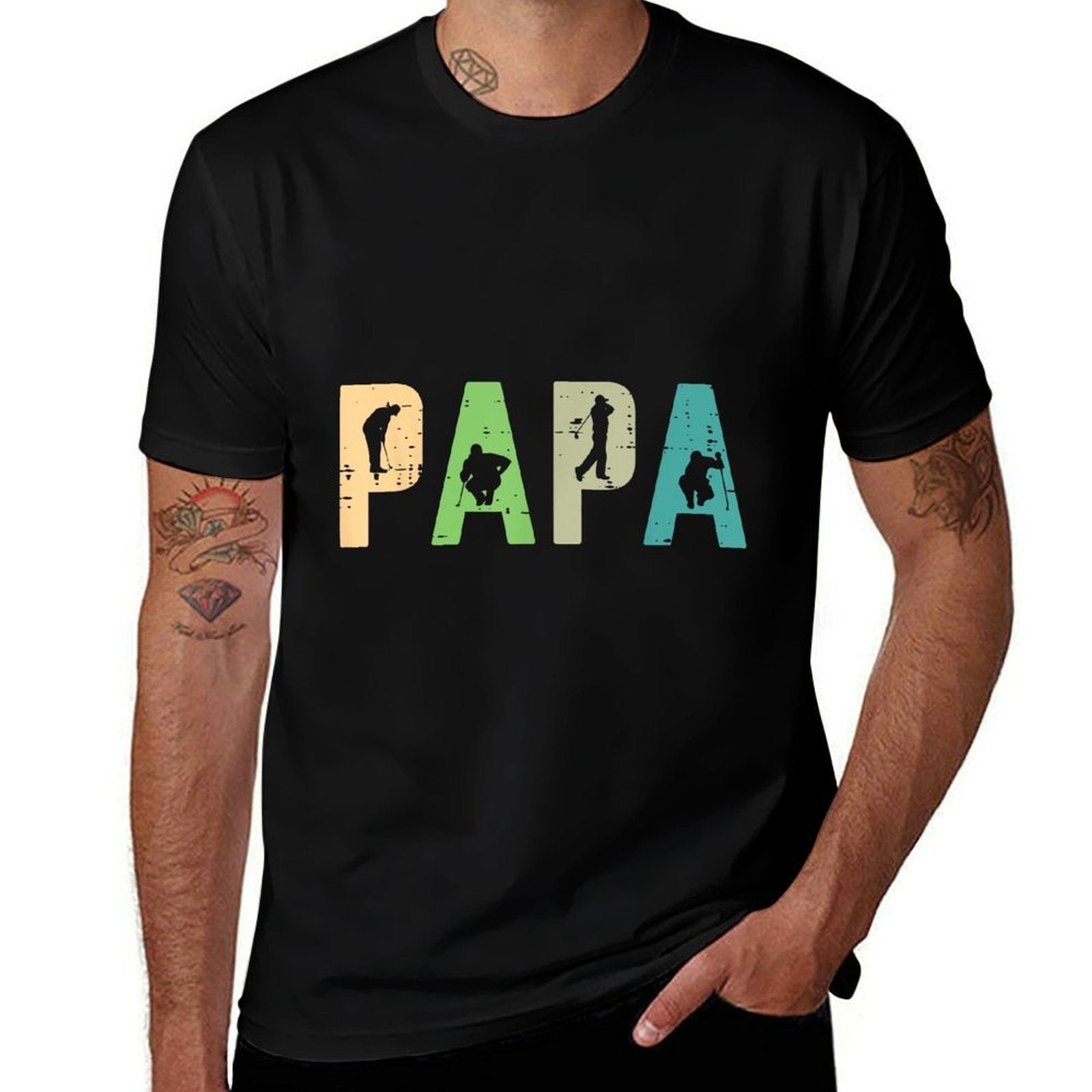 Papa Golf Silhouette Cool Golfing Sport Golfer Dad Daddy Men  Soft T-Shirt