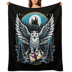An Owl Messenger in A Mystical Night - Fantasy Gift-ready Throw Blanket
