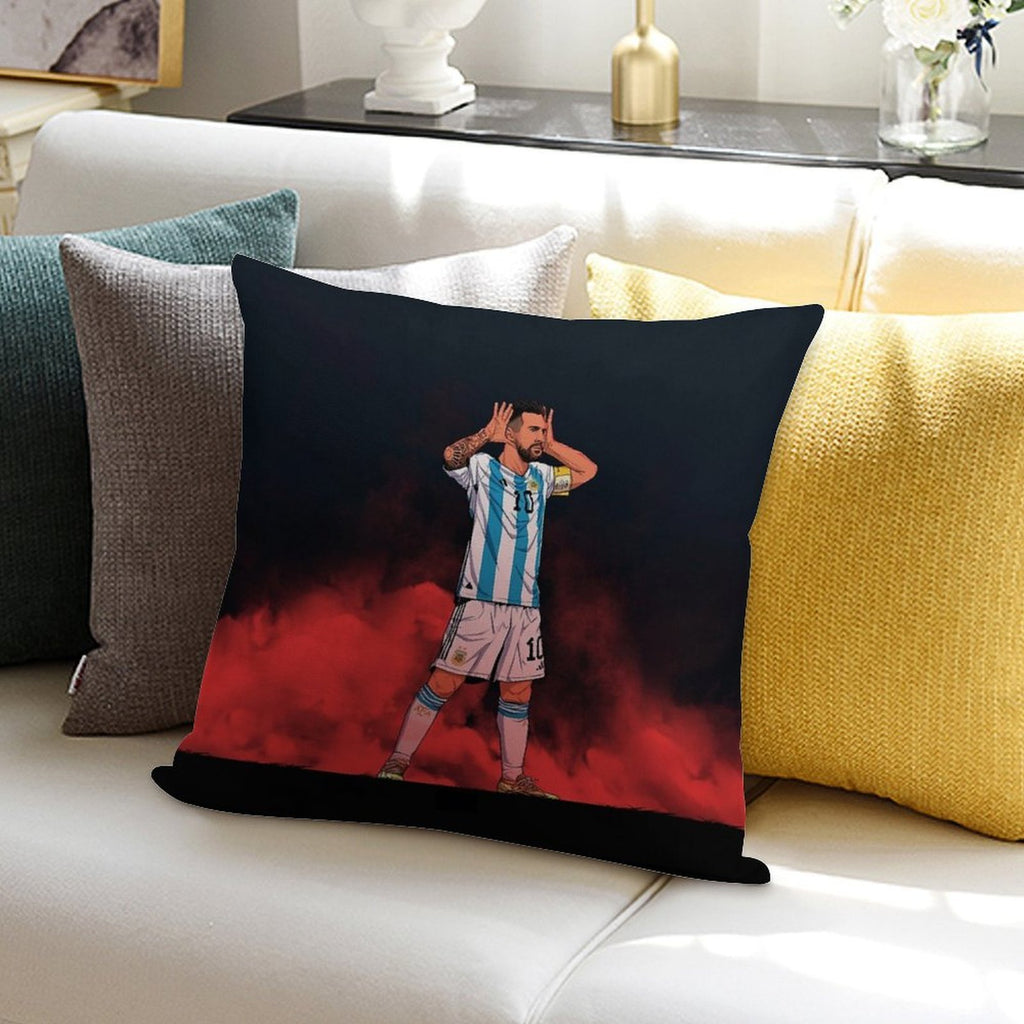 Leo Messi Celebration Vs Netherlands Soft Reinforced Edging Throw Pillow