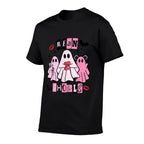 Cute Ghost Mean Ghouls Funny Halloween Costume Spooky Season  Ribbed Collar T-Shirt