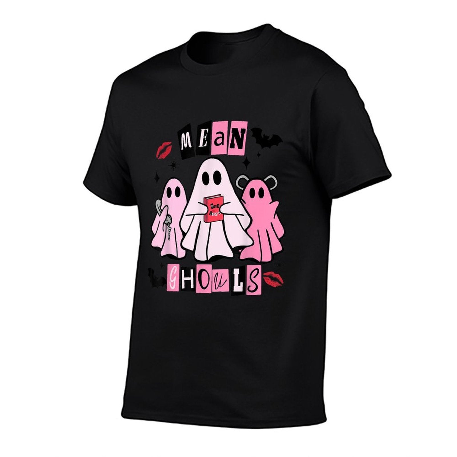 Cute Ghost Mean Ghouls Funny Halloween Costume Spooky Season  Ribbed Collar T-Shirt