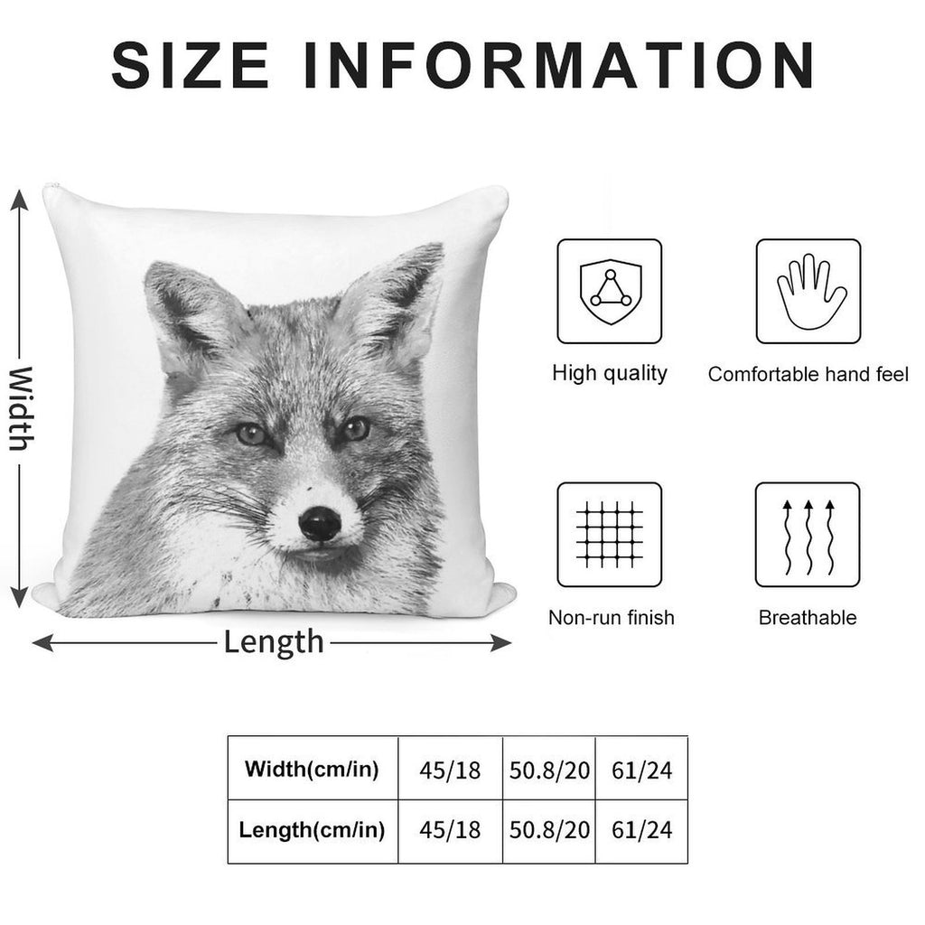 Black And White Fox Soft Warmth Comfort Throw Pillow