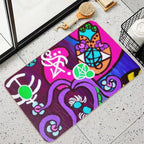 Abstract Colorful Floral And Symbols  Easy Maintenance Bath Mat