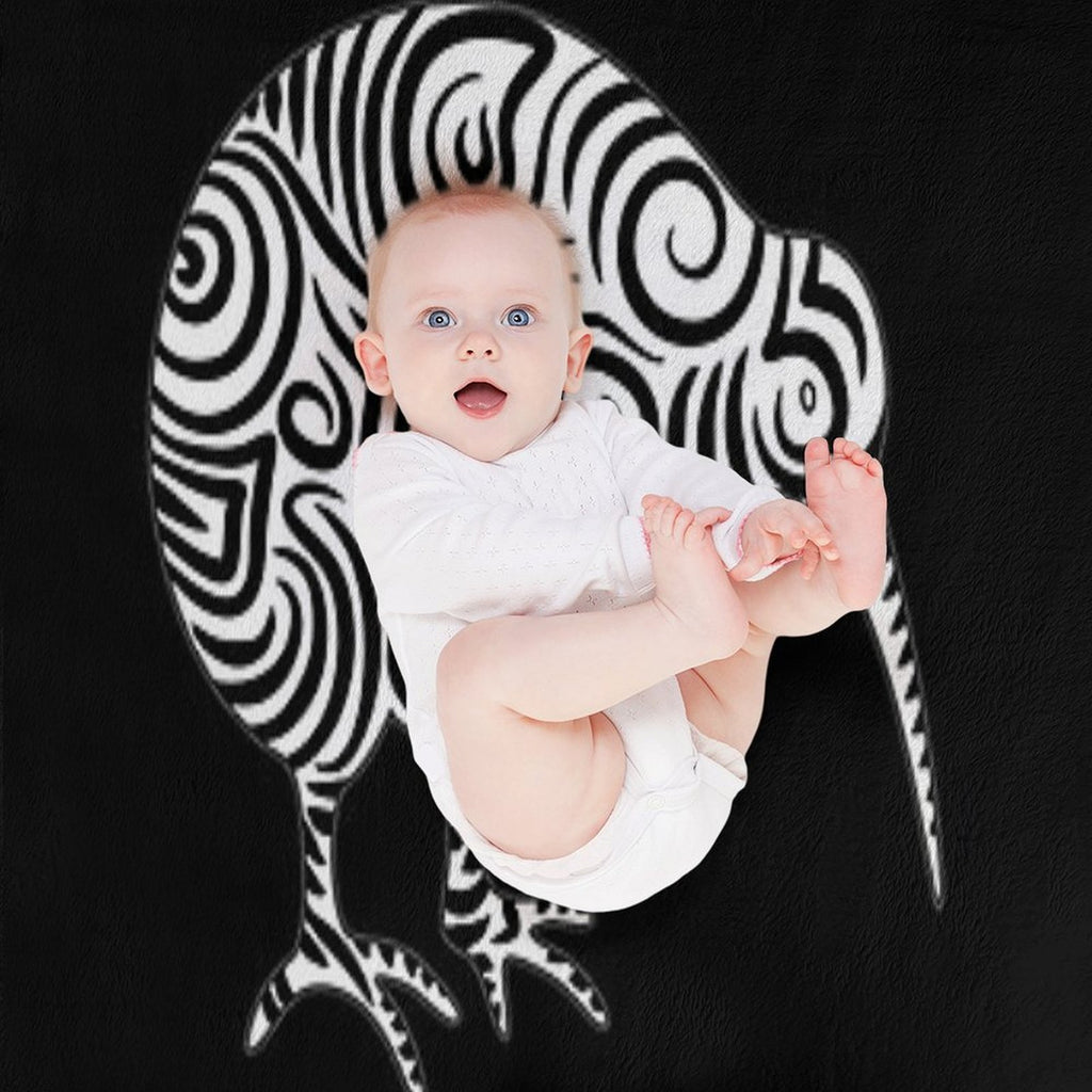 Kiwi Bird Aotearoa New Zealand Tribal Style Sustainable Throw Blanket