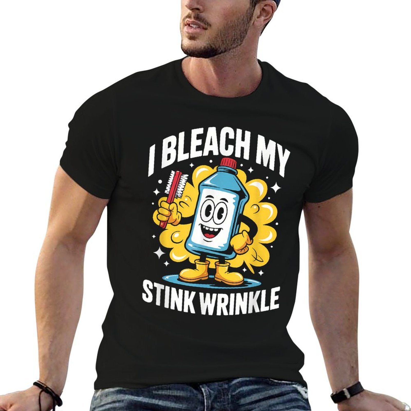 I Bleach My Stink Wrinkle Funny Dirty Christmas Men  Fade-proof Color T-Shirt