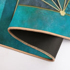 Stained Glass Watercolor Marble Mineral Design Turquoise Teal Gold  Eco-Friendly Bath Mat