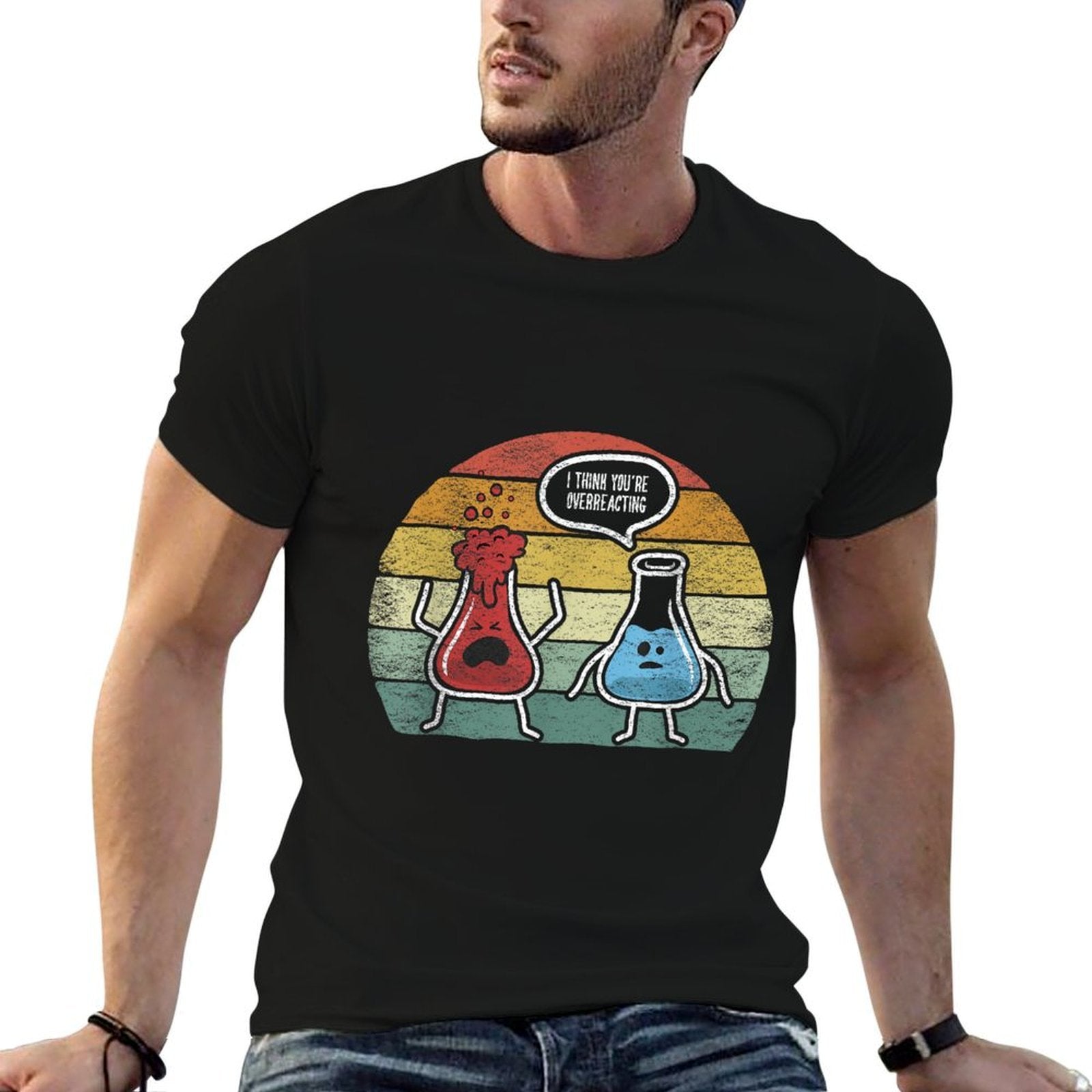 Retro Vintage I Think Youre Overreacting Fun Nerd Chemistry  Rolled Sleeves T-Shirt
