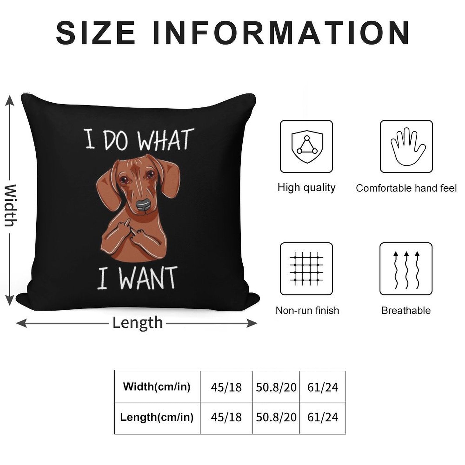 I Do What I Want - Funny Dachshund Dog Soft Reinforced Edging Throw Pillow