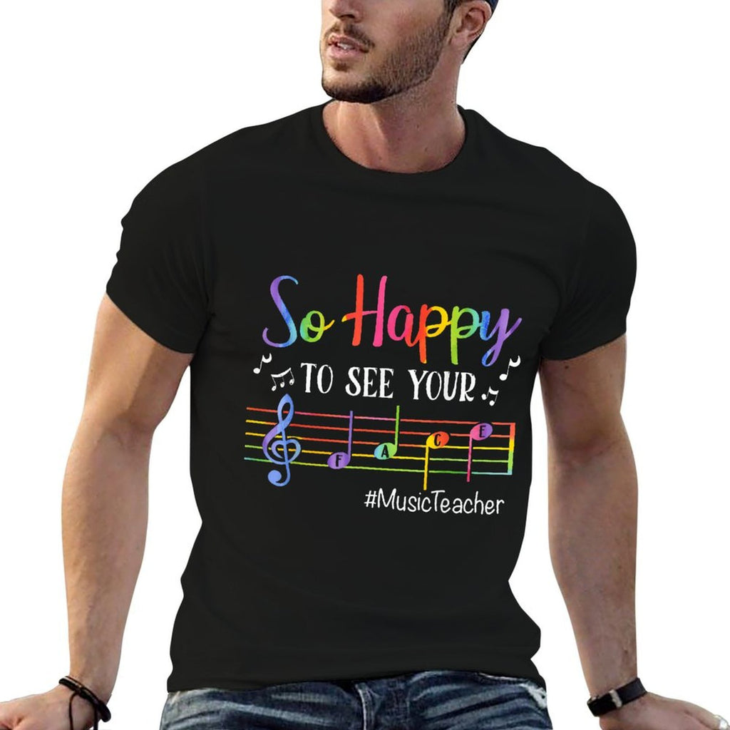 Music Teacher So Happy To See Your Face Back To School Funny  Heathered Texture T-Shirt