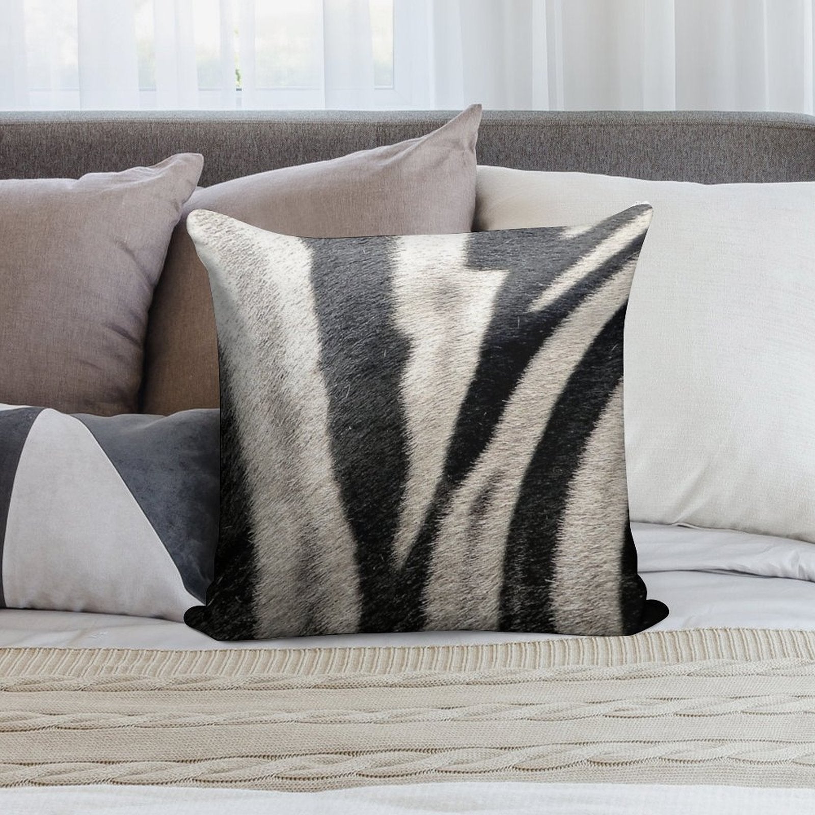 Zebra Stripes Soft Reinforced Edging Throw Pillow
