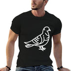 Pigeon Bird Badge Patch Line Art Icon Outline Gift  High-quality Stitching T-Shirt