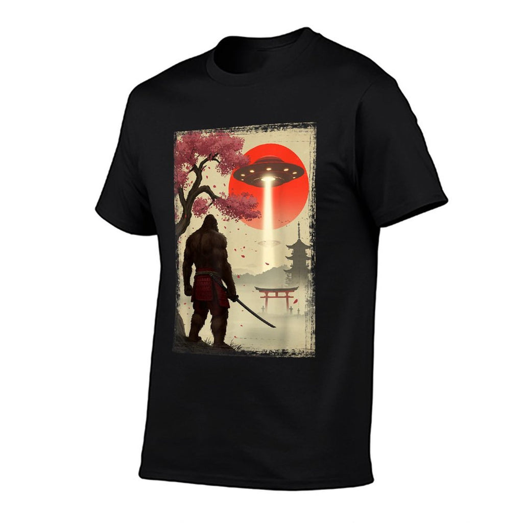 Japanese Samurai Bigfoot UFO Ukiyo-e Katana Vintage Graphic  Classic T-Shirt
