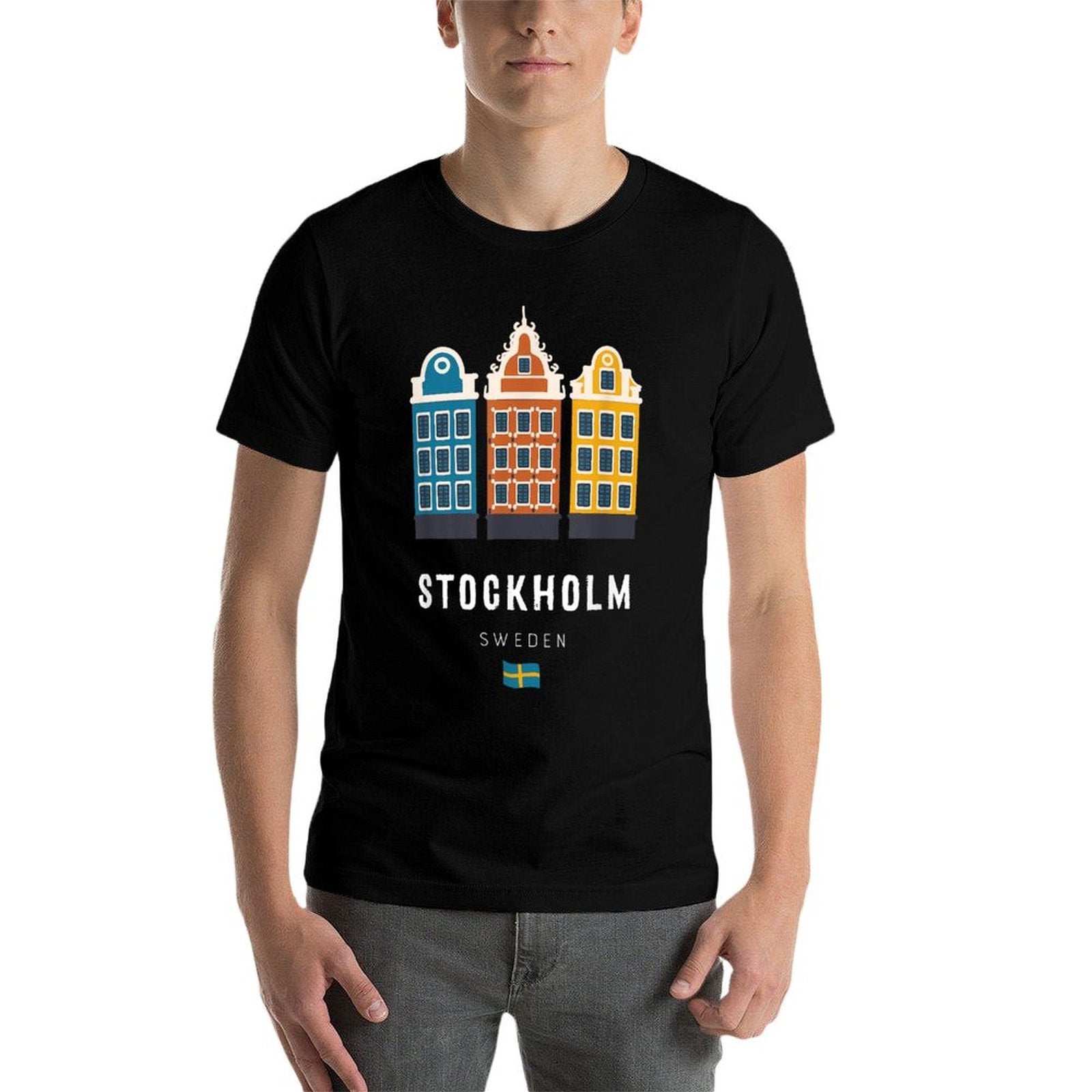 Stockholm Sweden Scandinavian Old Town Colorful Buildings  Relaxed-fit T-Shirt