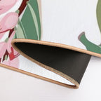 Seamless Floral Pattern with Tropical Pink Flowers with Exotic Leaves.  Stain-Proof Bath Mat