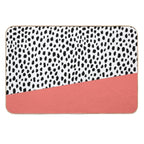 Dalmatian Spots with Coral Stripe (Pantone Living Coral)  Easy To Clean Bath Mat