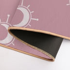 Cosmic Sun And Moon Design Soft Aesthetic In Muted Colors Deep Pink  High-Traffic Bath Mat