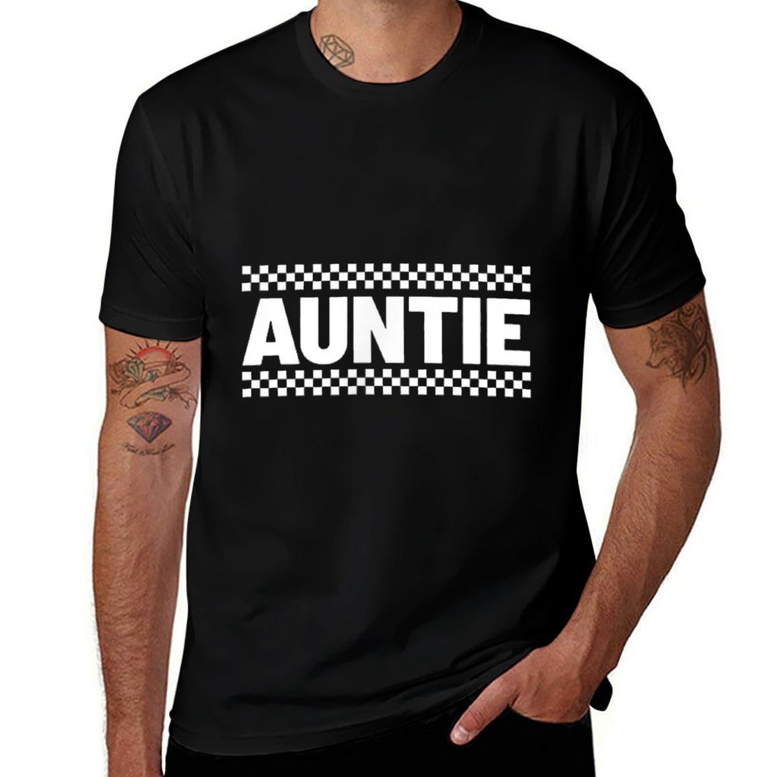 Auntie Hosting Race Car Pit Crew Checkered Birthday Party  Lightweight T-Shirt