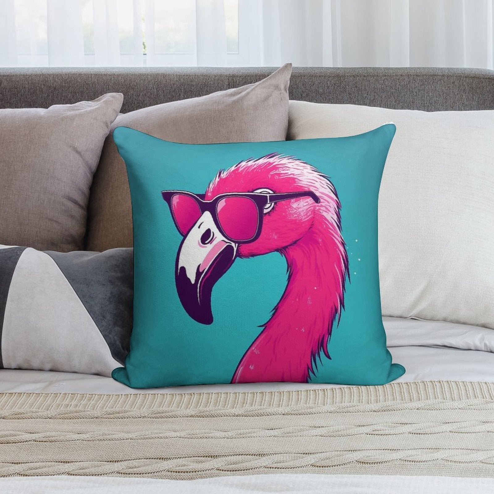 Hot Pink Flamingo Soft Ultra-Soft Texture Throw Pillow