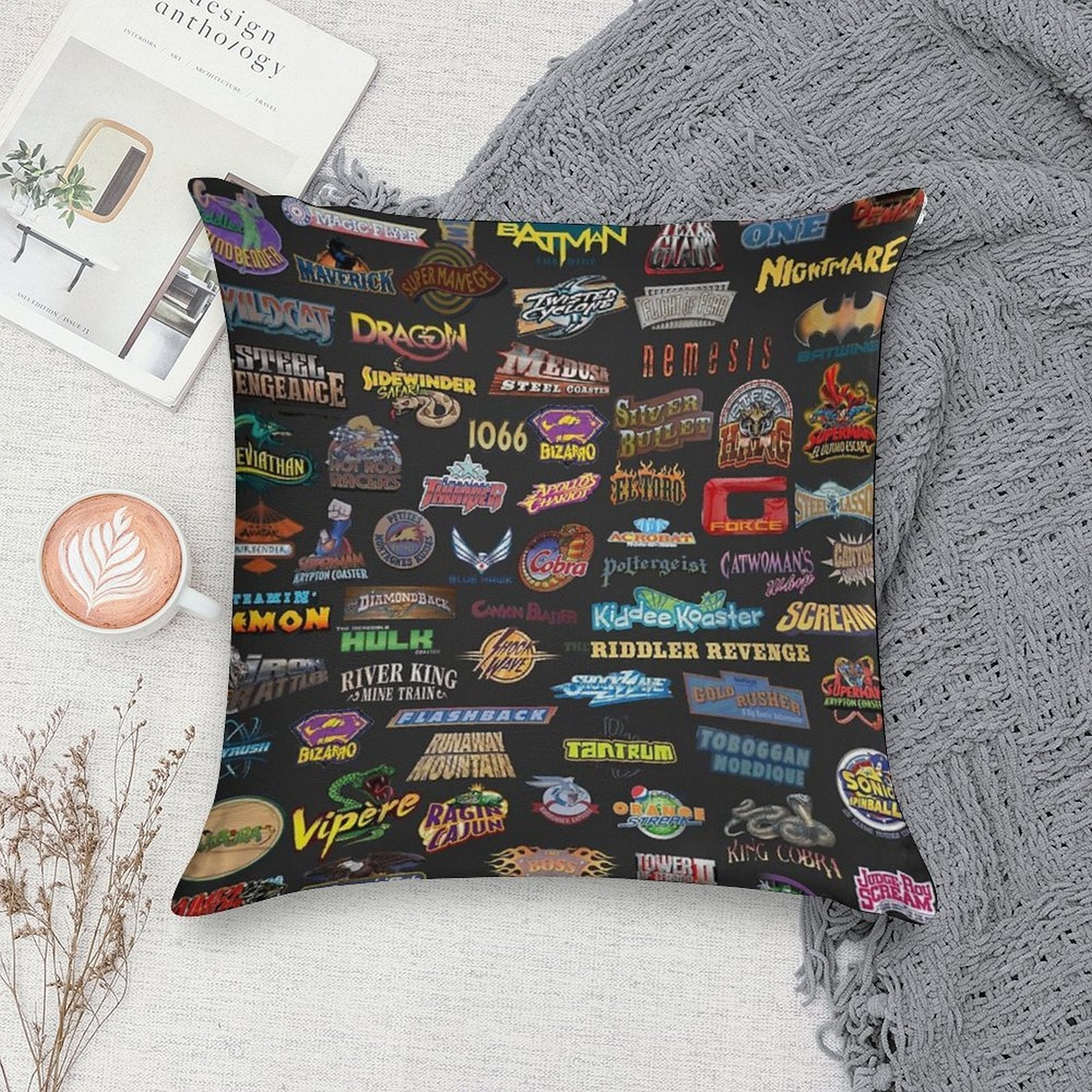 Roller Coasters Soft Easy Maintenance Throw Pillow