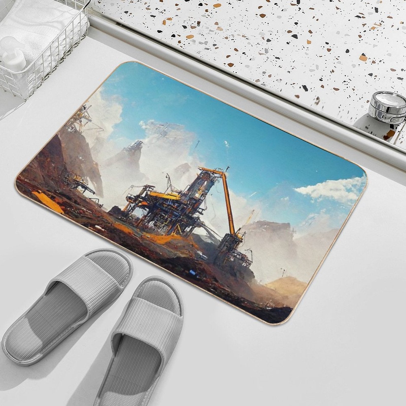 Satisfactory Game - Artwork  Slip-Resistant Bath Mat