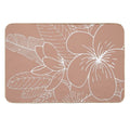 Hawaii Prints, Pink, Floral, Line Drawing,  Fade-Resistant Bath Mat