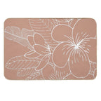Hawaii Prints, Pink, Floral, Line Drawing,  Fade-Resistant Bath Mat