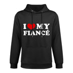 I Love My Fiancé I Heart My Fiancé Kangaroo Pocket Hoodie