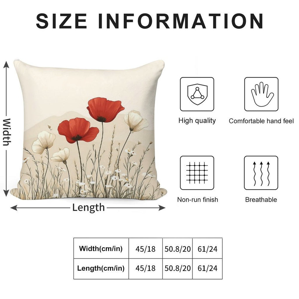 Red Poppies In Bloom Soft Bedroom Essential Throw Pillow