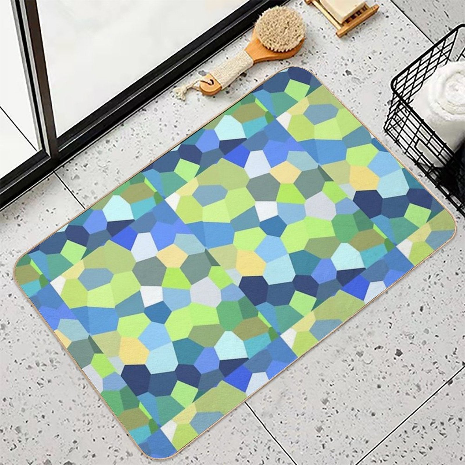 Colorful Mosaic Decorative Artwork IV  Fade-Resistant Bath Mat