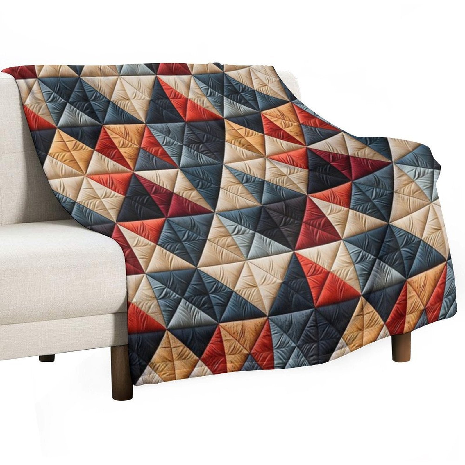 Vintage Geometric Patchwork Pattern Gift-ready Throw Blanket