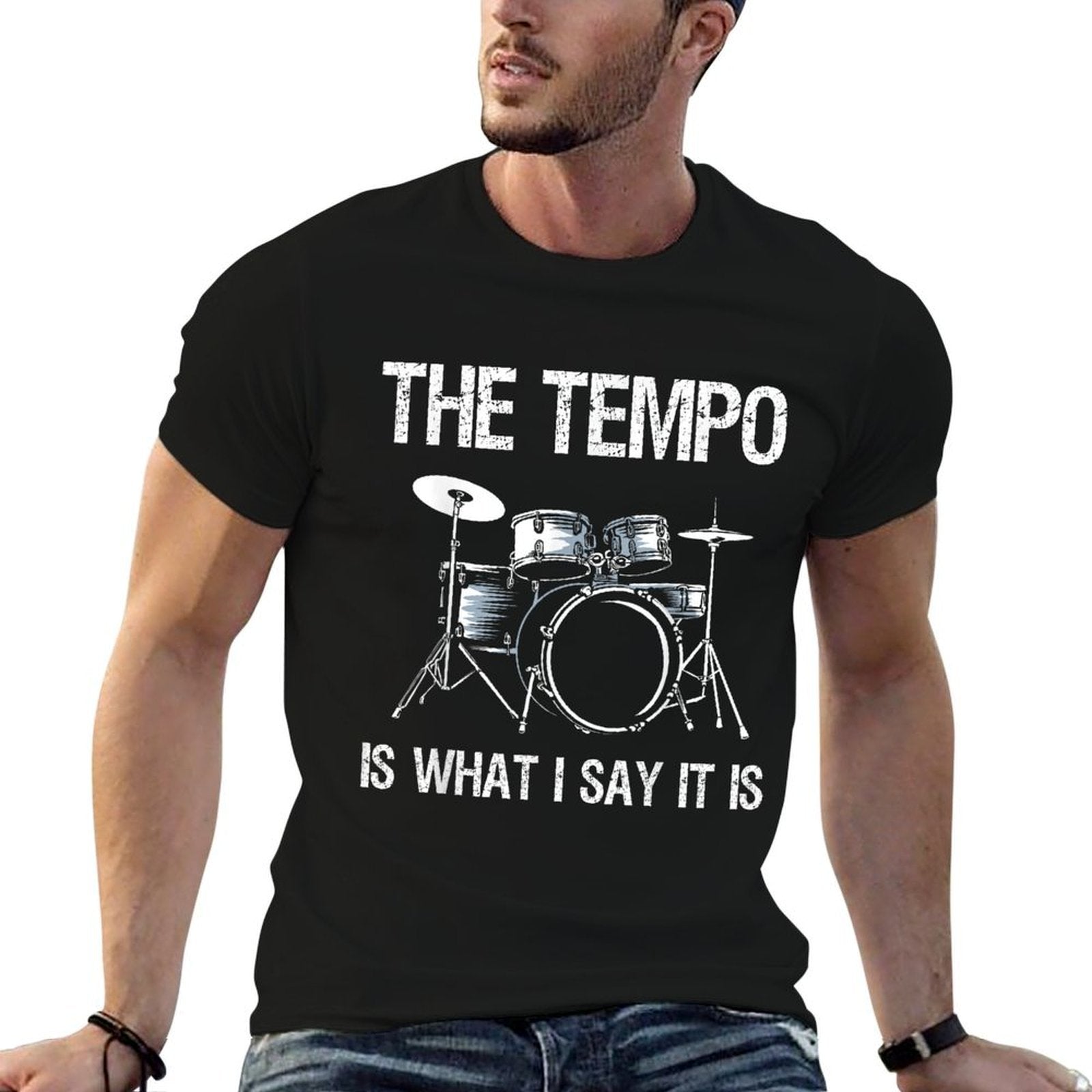 The Tempo Is What I Say It Is Gift Funny Drummer Men Women  Moisture-wicking T-Shirt