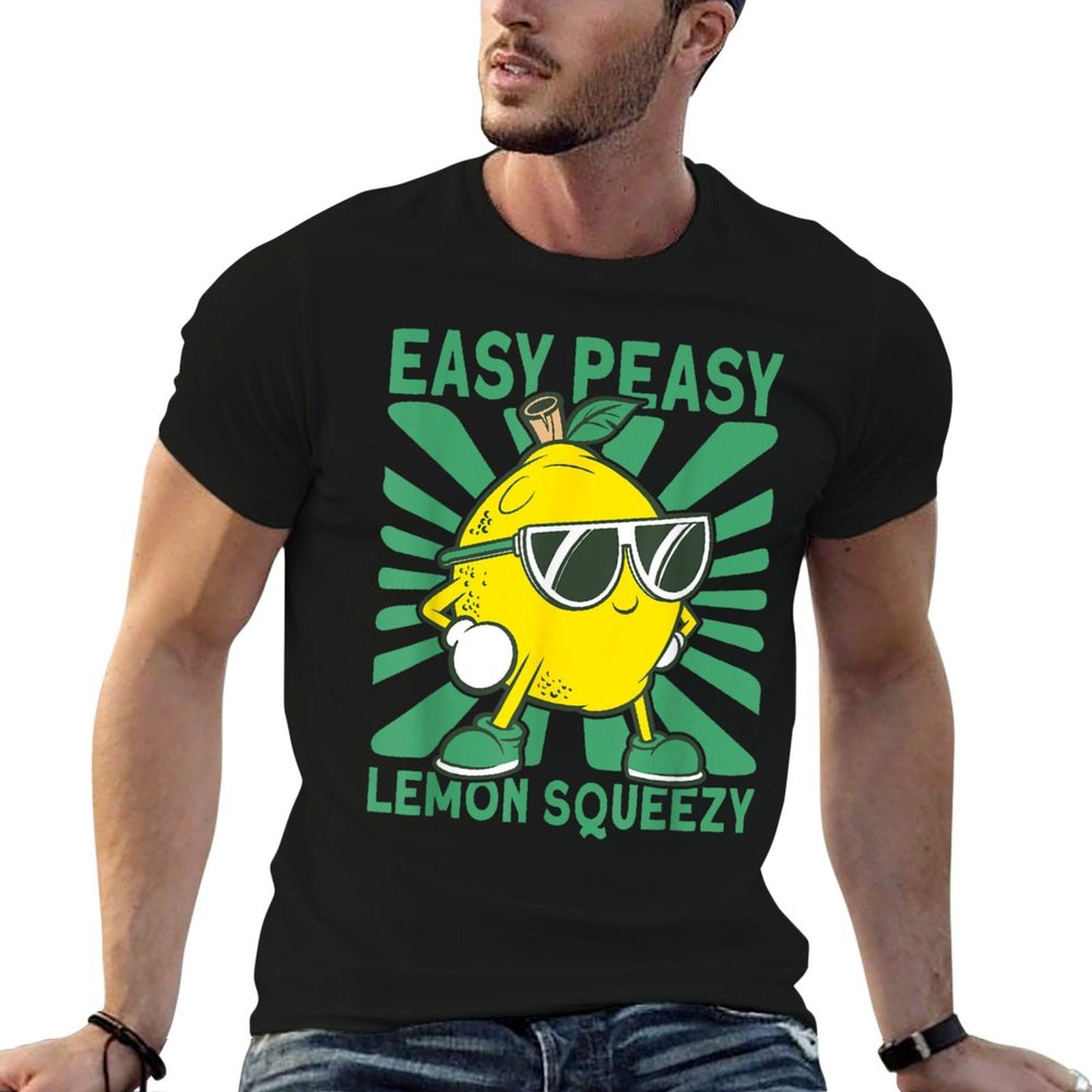 Easy Peasy Lemon Squeezy Lemonade Stand Crew  Fade-proof Color T-Shirt
