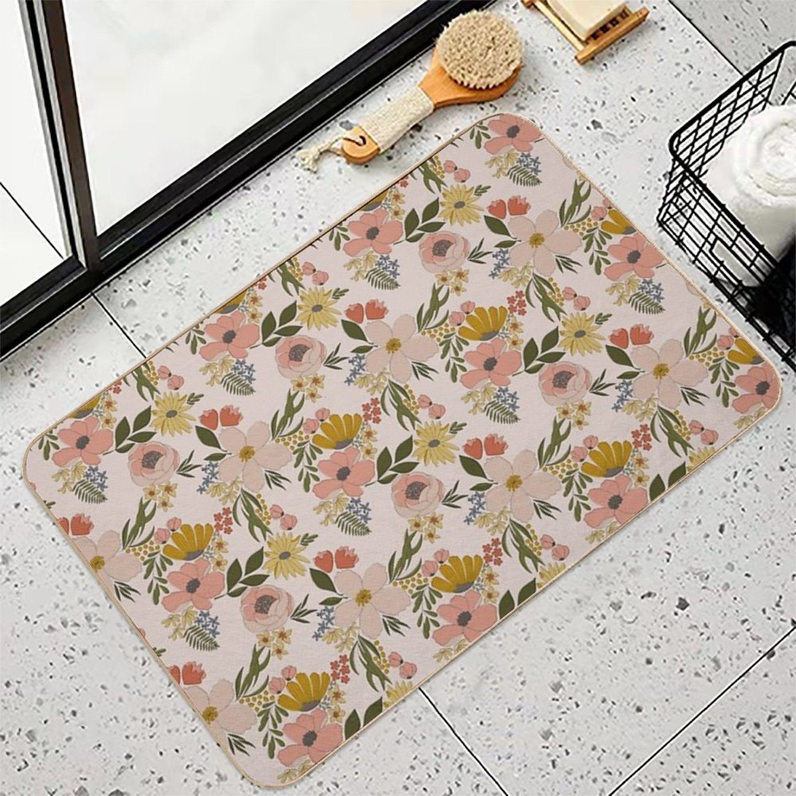 Beautiful Blossoms Floral Pattern  Anti-Trip Bath Mat